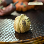 Yixing tea pet met kikker en fruitvormen — Geelgroene pompoen