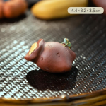 Yixing tea pet met kikker en fruitvormen — Rond gespikkeld roodbruin